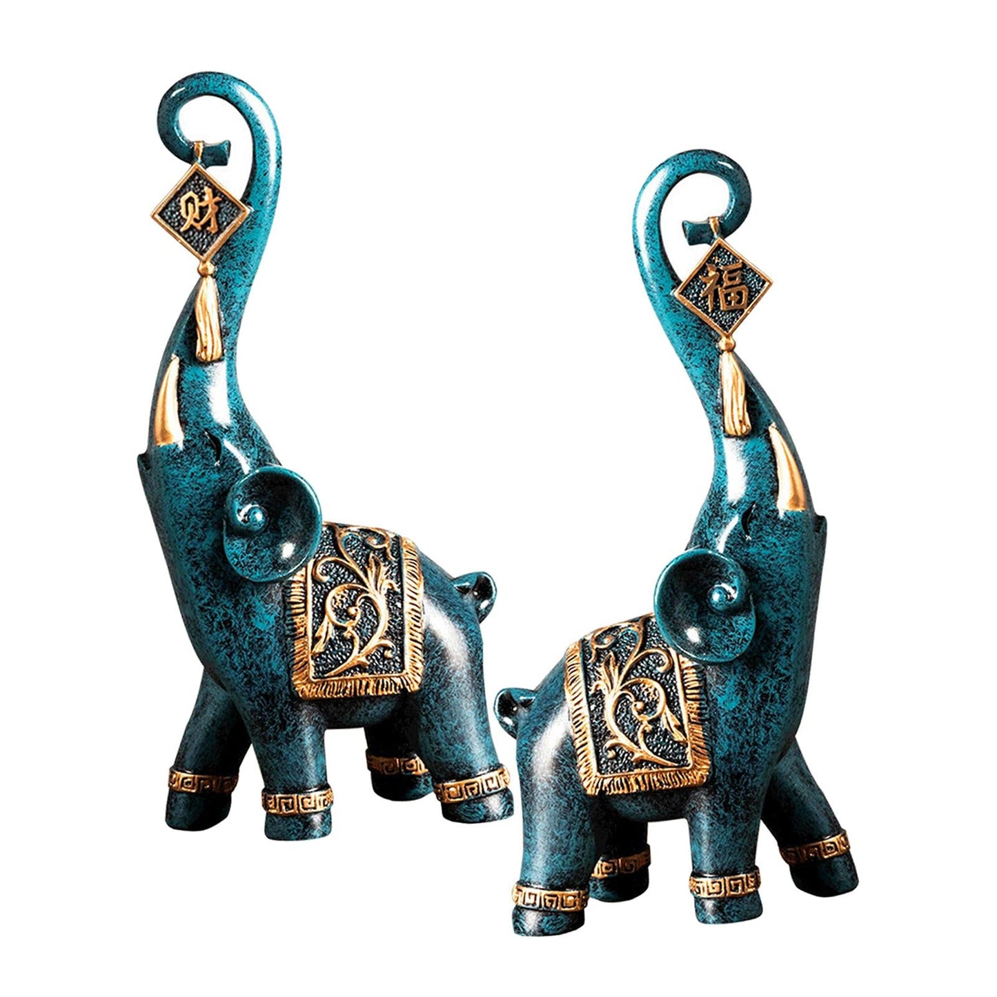 2-Piece Prosperity Elephant Figurines