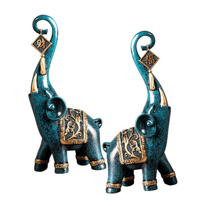 2-Piece Prosperity Elephant Figurines