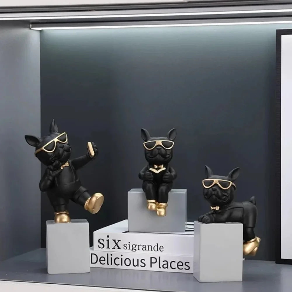 Bulldog Figurine Set