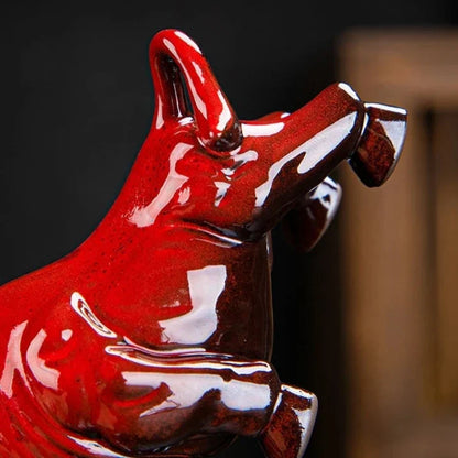 Red Guardian Bull Sculpture